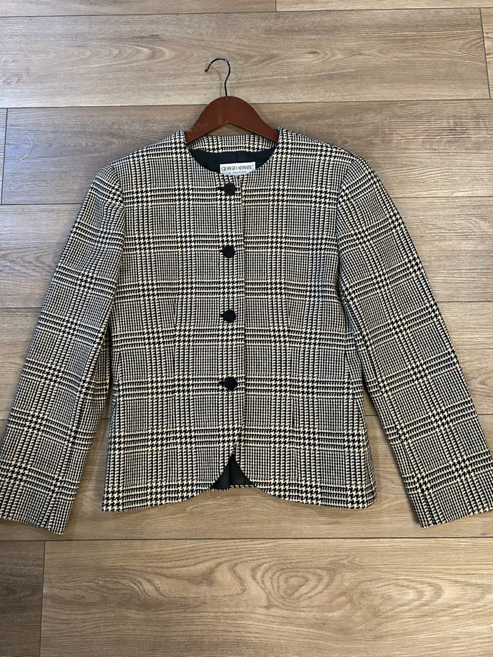 Vintage Giorgio Armani Le Collezioni 100% Wool Plaid Jacket Italy Sz 40 - US 6